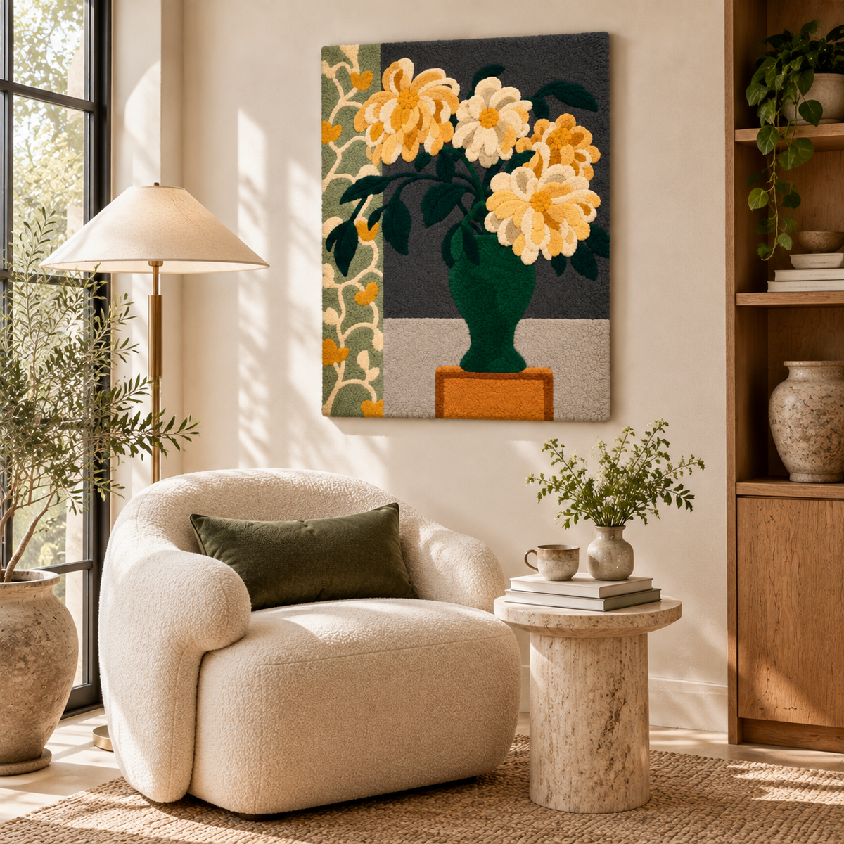 Golden Blooms in an Emerald Urn — room setting 3