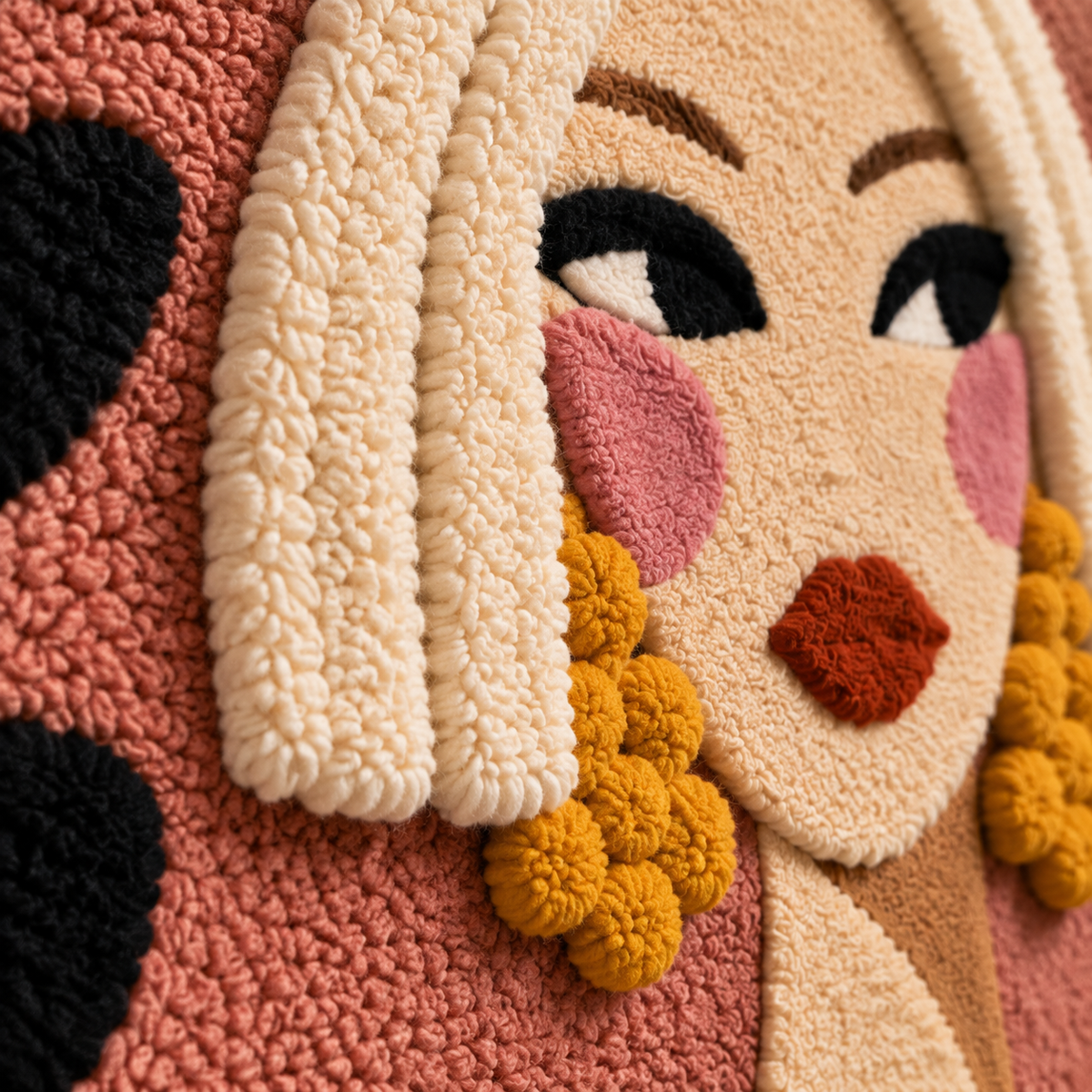 Golden Botanical Muse — tufted wool texture detail