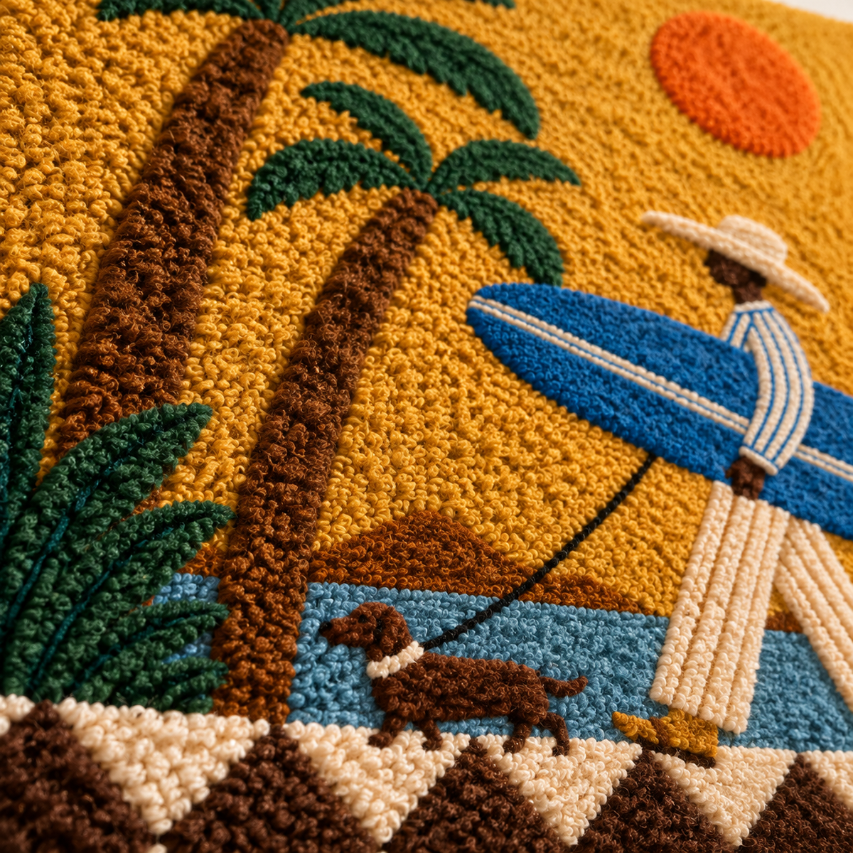 Golden Coast Stroll — tufted wool texture detail