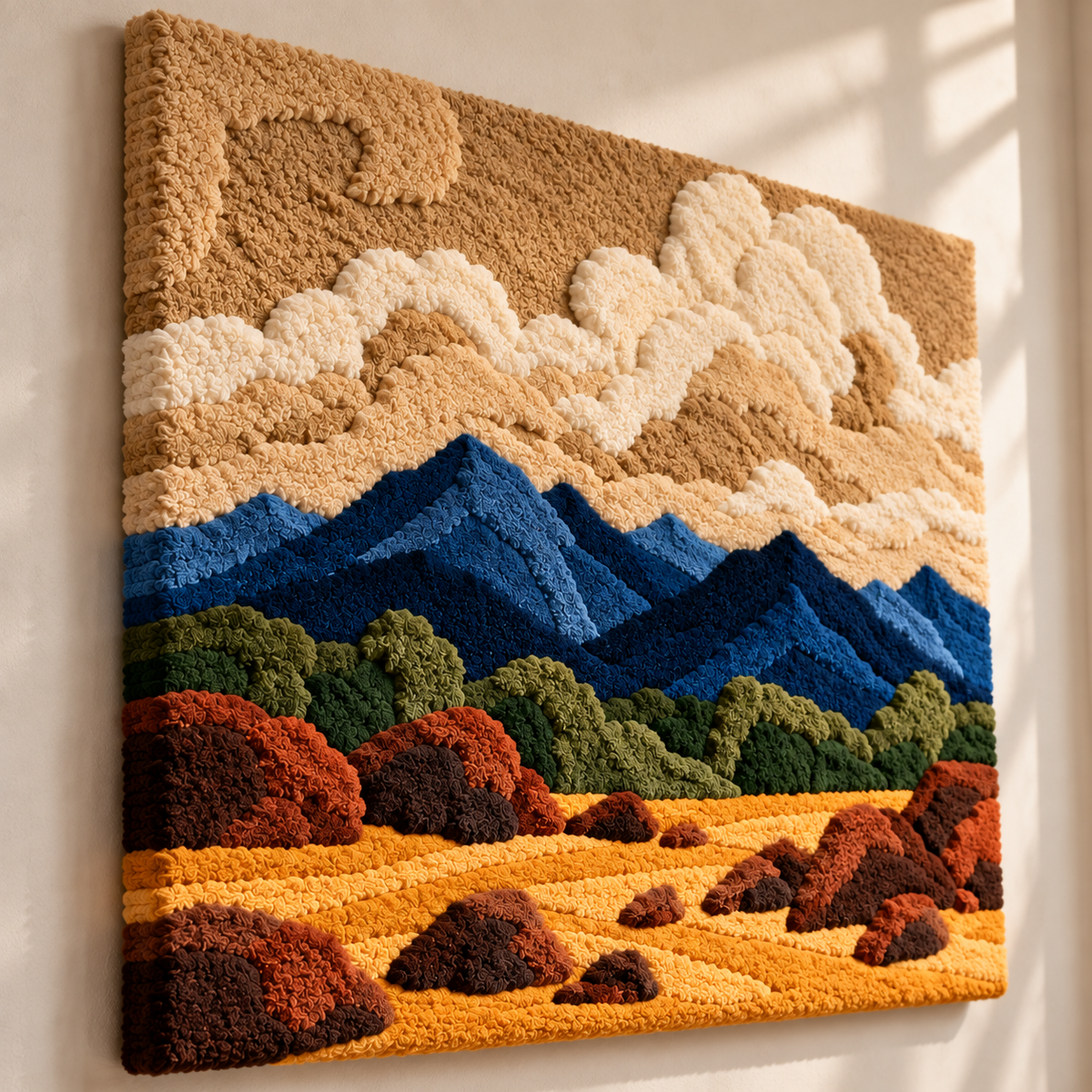 Golden Foothill Clouds by Hewn Earth Studio — angled relief view