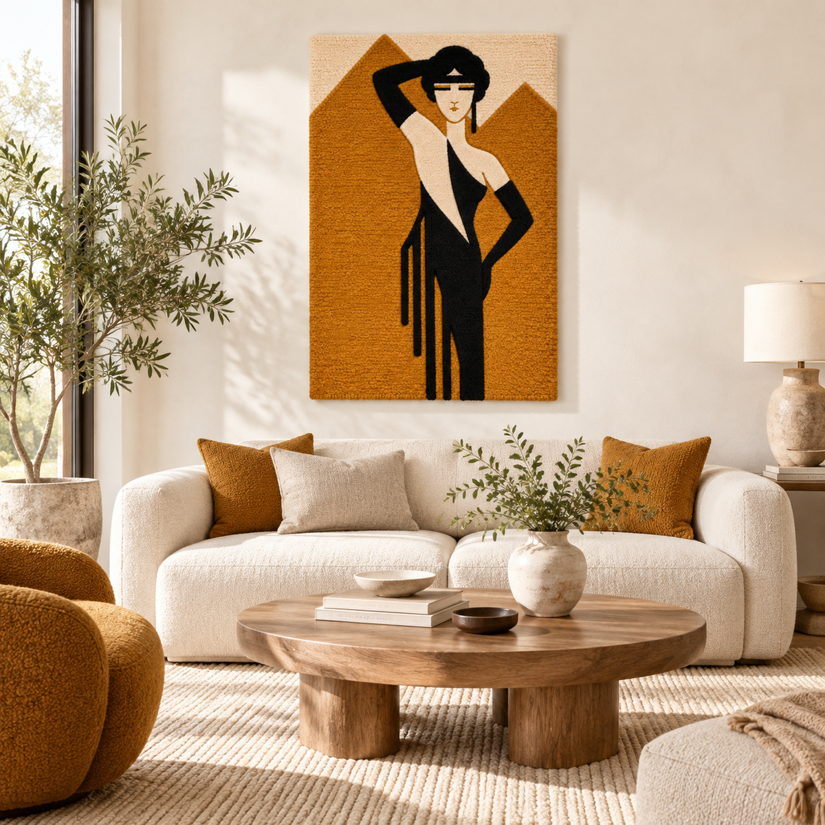 Hewn Earth Golden Gala Silhouette wall art featuring a gold-toned abstract design on a neutral background.