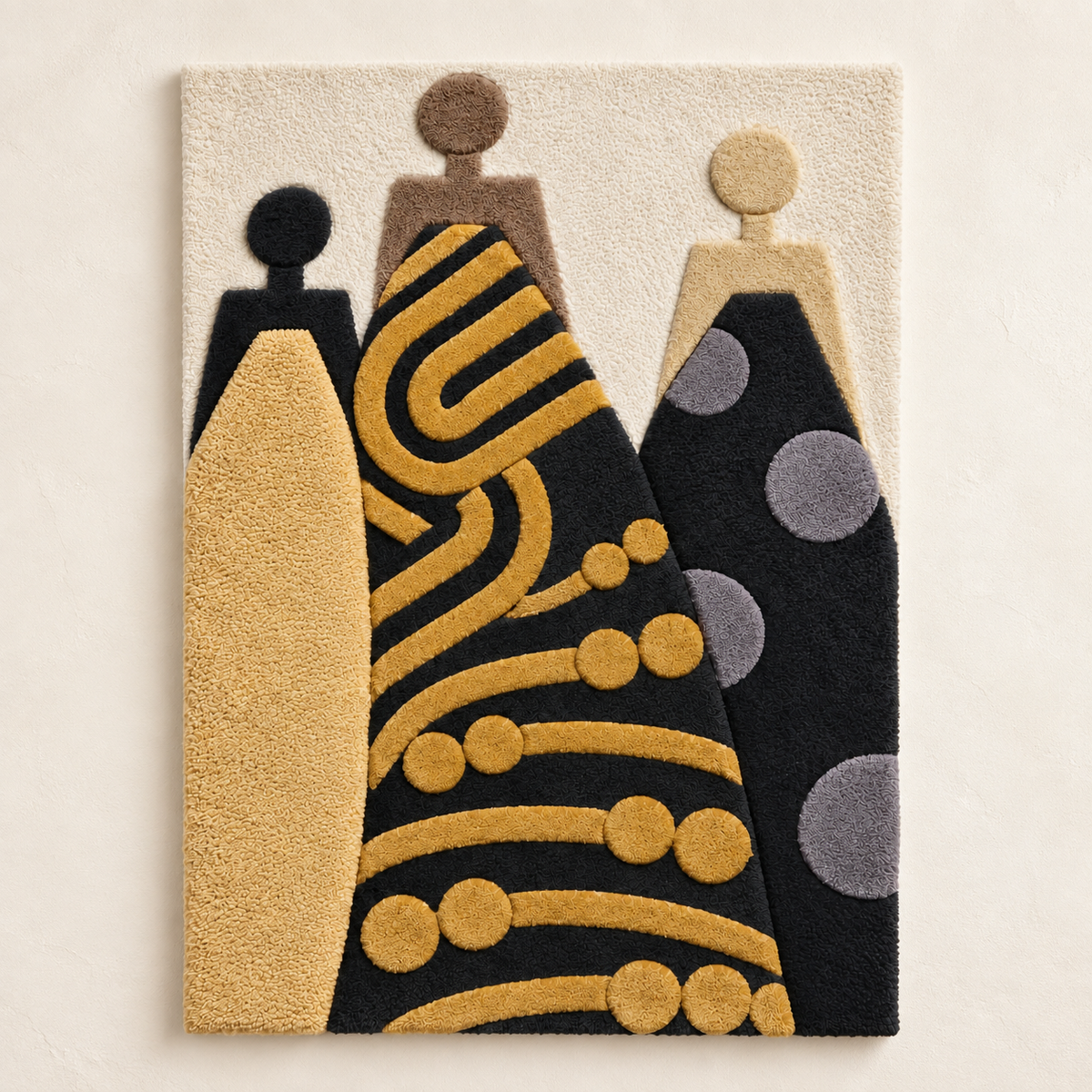 Hewn Earth Golden Gown Gathering wall art featuring a detailed golden gown design on a light background.