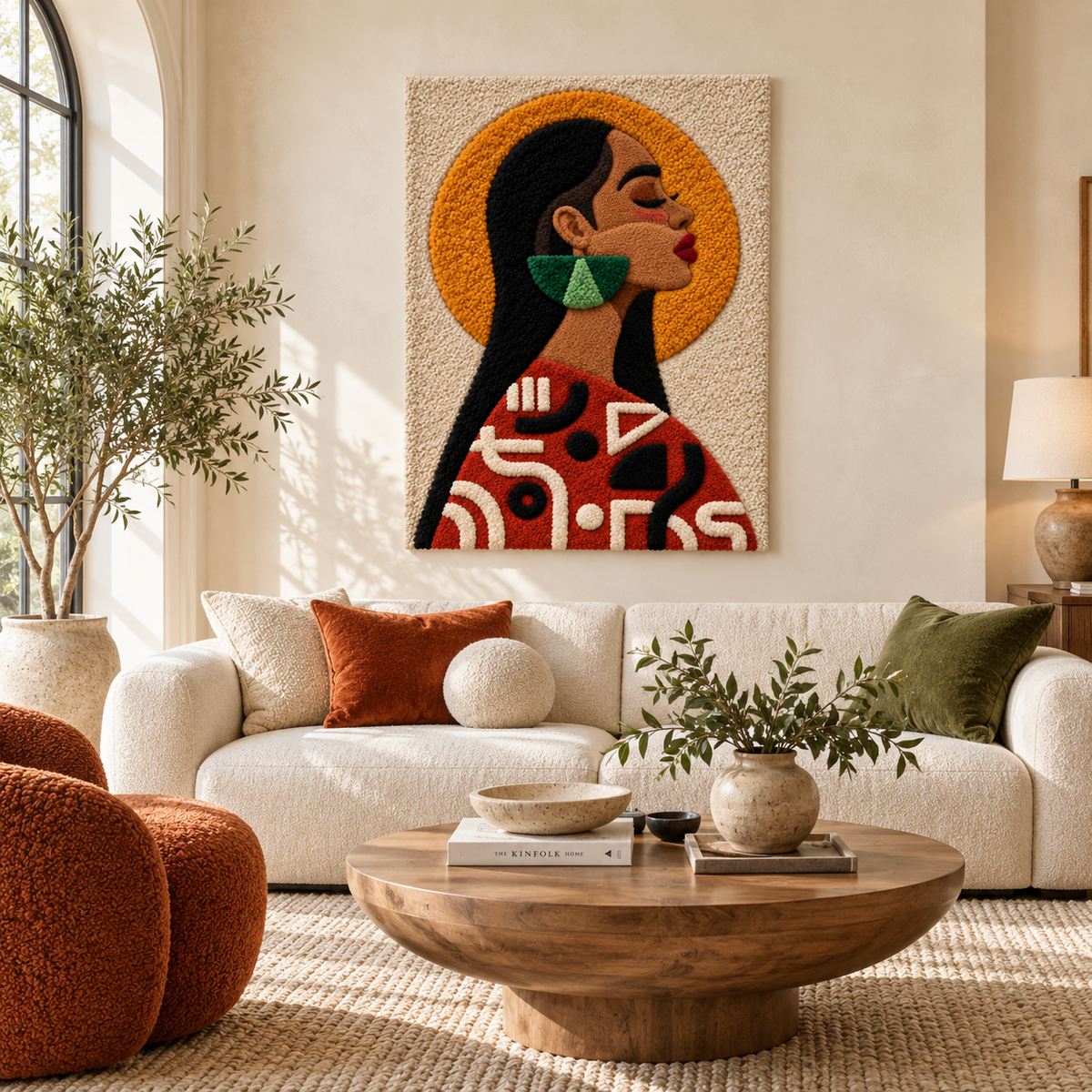 Golden Halo Muse wall art by Hewn Earth featuring a vibrant, abstract design with a golden halo motif, perfect for modern decor.