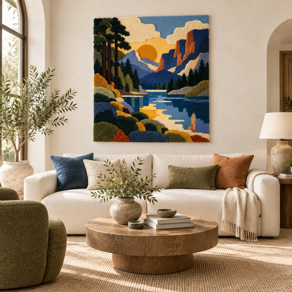 Golden Hour at Alpine Lake — front-facing room scene