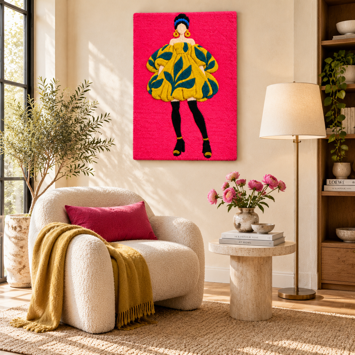 Golden Leaves Fuchsia Runway — room setting