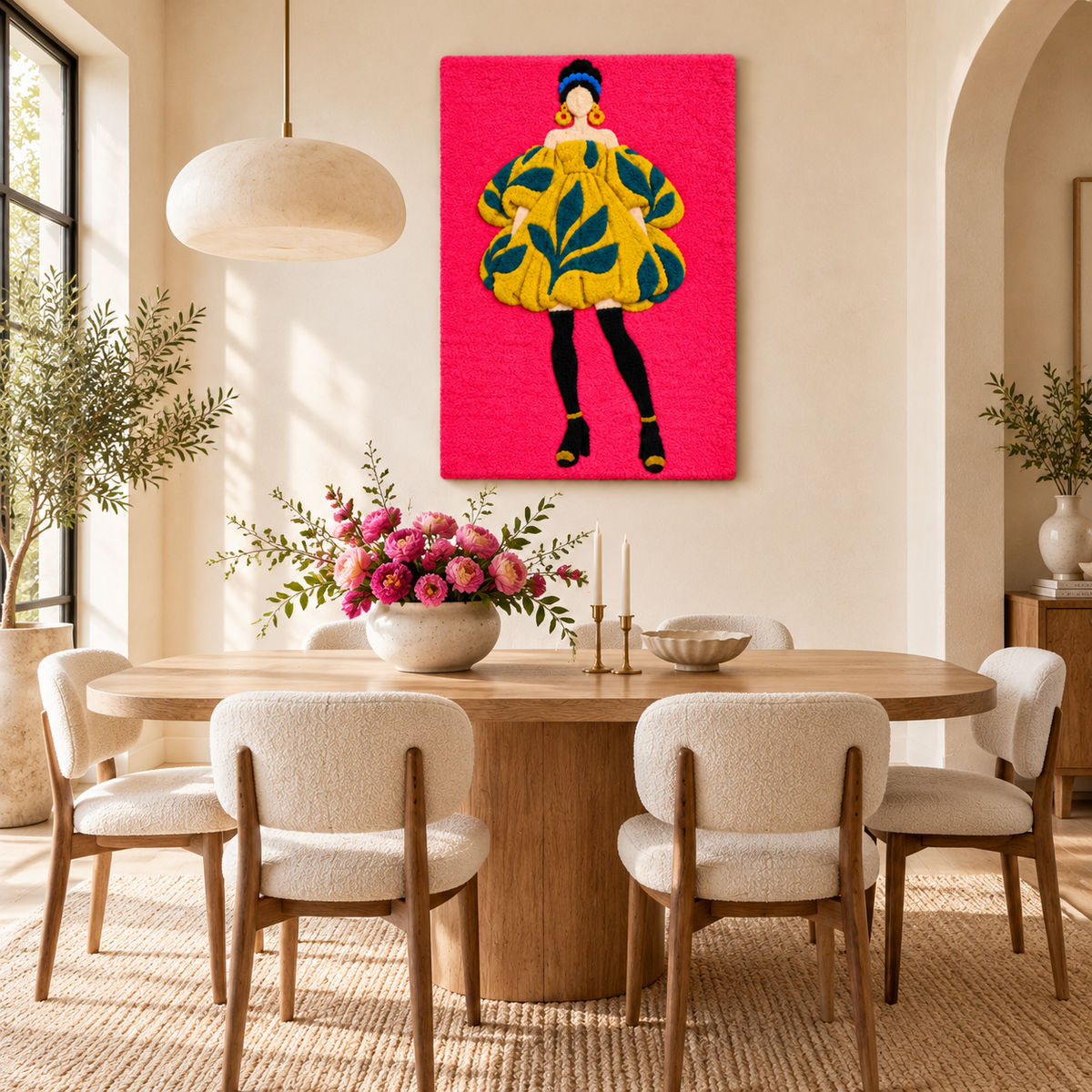 Golden Leaves Fuchsia Runway — room setting