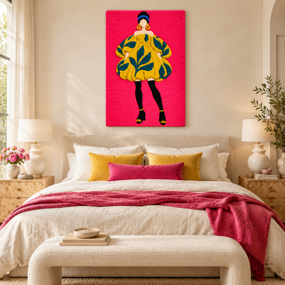 Golden Leaves Fuchsia Runway — room setting