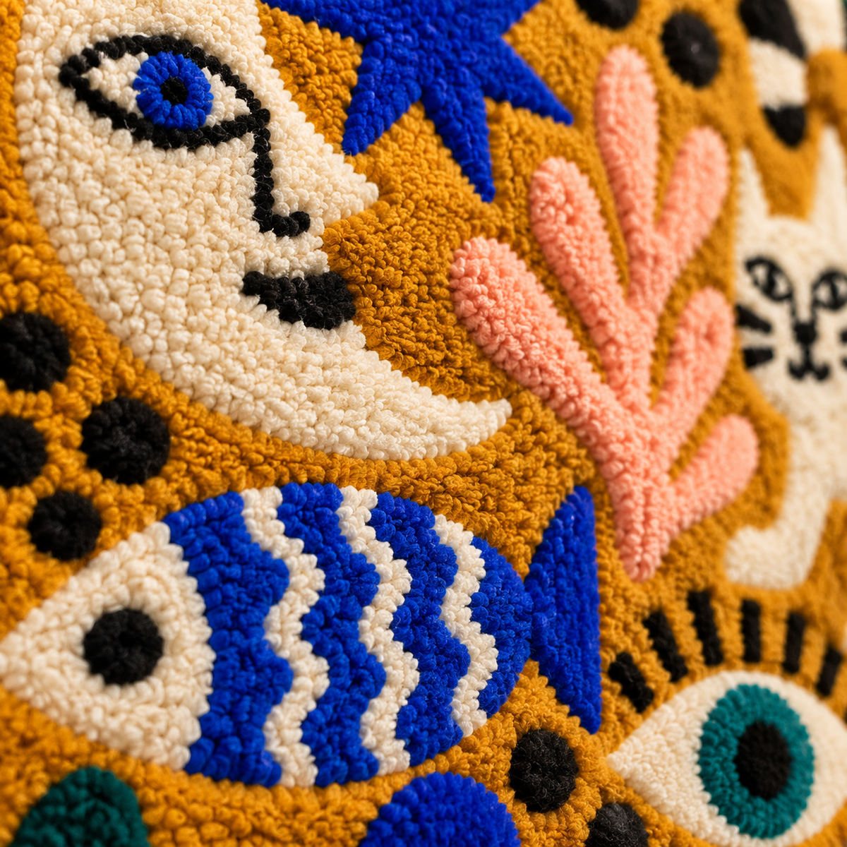Golden Moon Menagerie — tufted wool texture detail