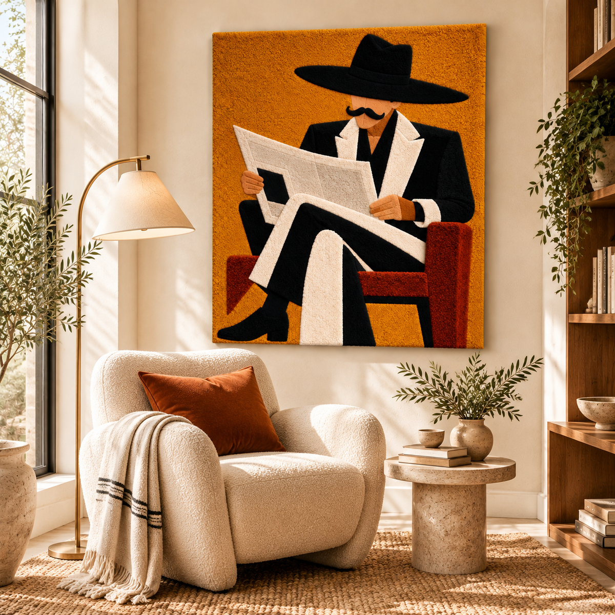 Golden Morning Newspaper by Hewn Earth Studio — room setting