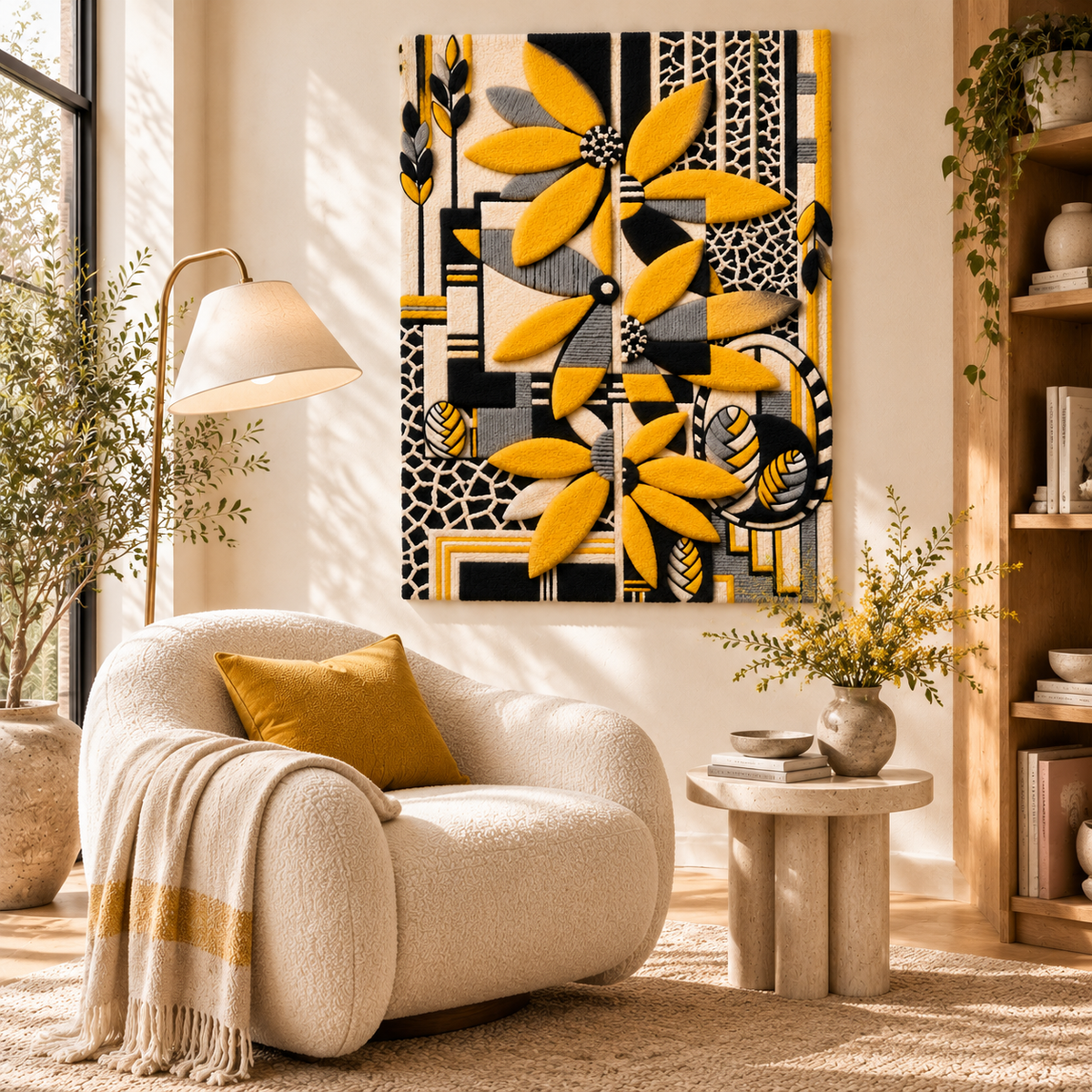 Golden Petal Tapestry by Hewn Earth Studio — room setting