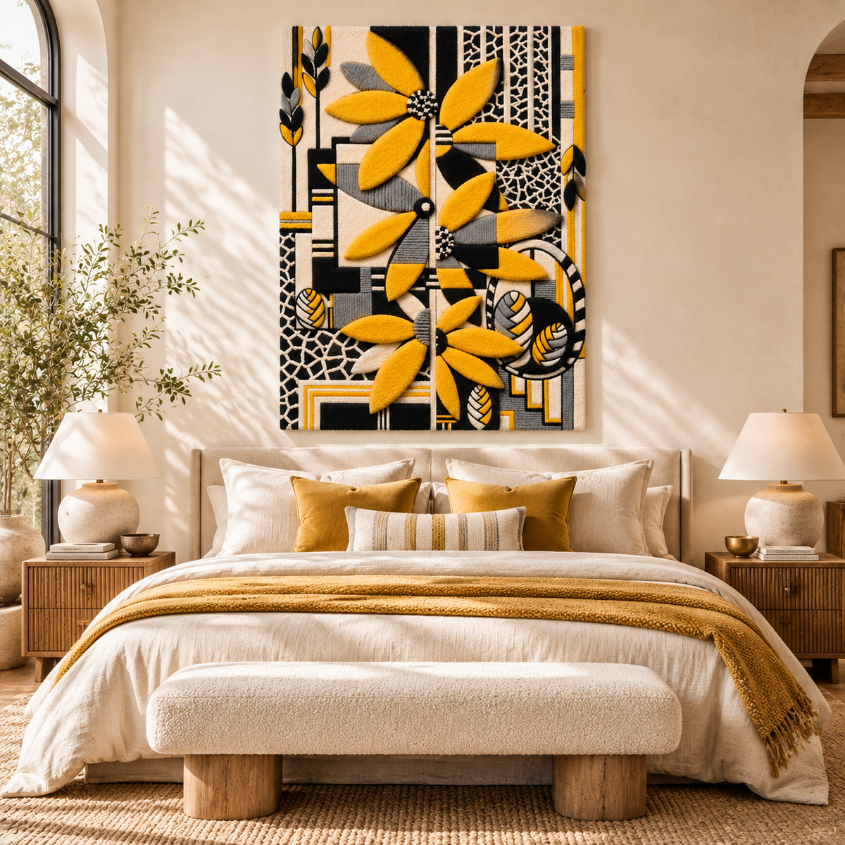 Golden Petal Tapestry by Hewn Earth Studio — room setting
