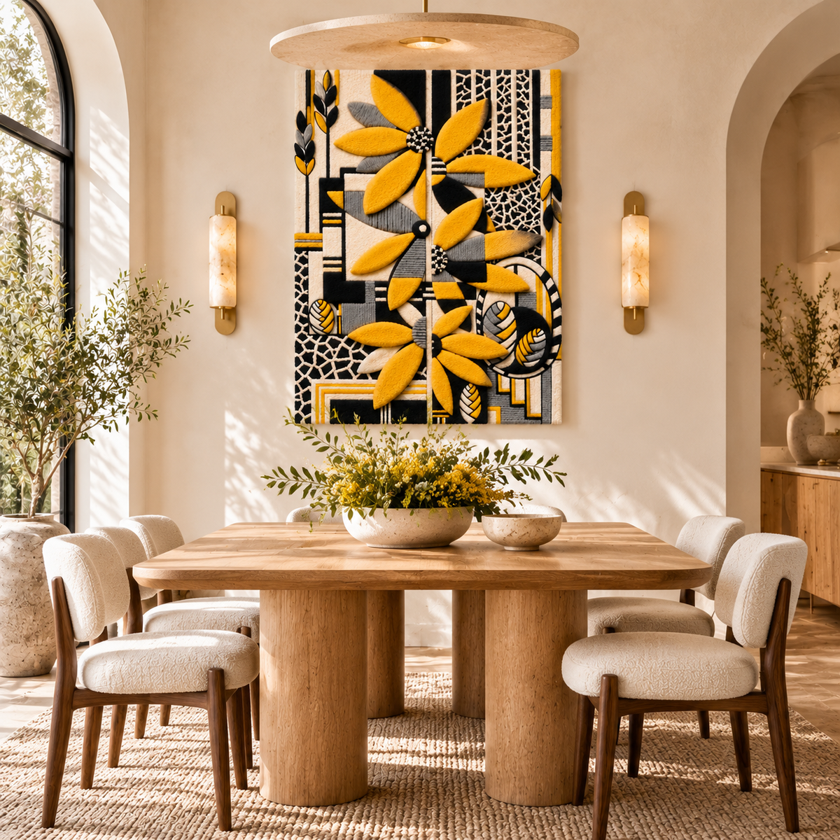 Golden Petal Tapestry by Hewn Earth Studio — room setting