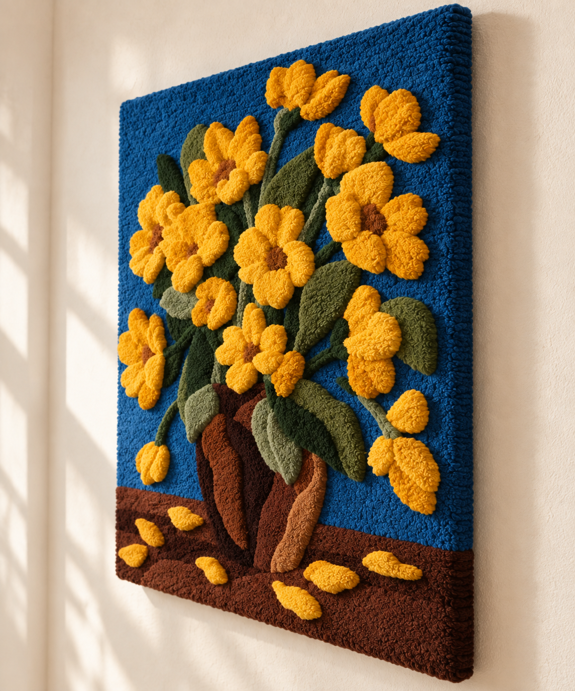 Golden Petals After Rain — angled relief view