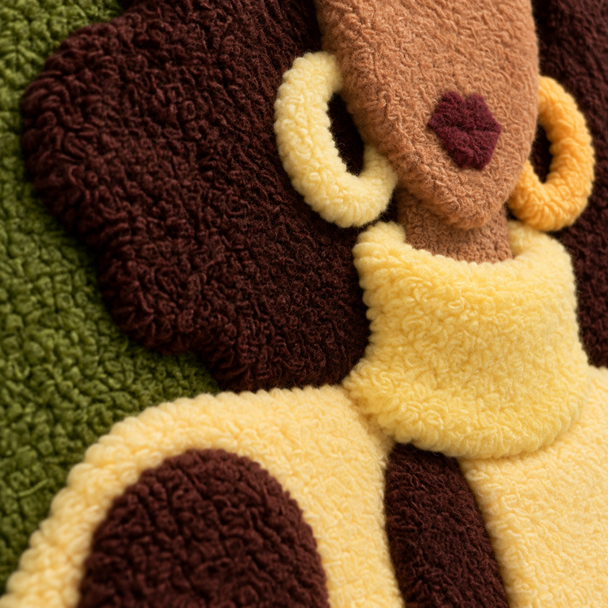 Golden Spots and Rose — tufted wool texture detail