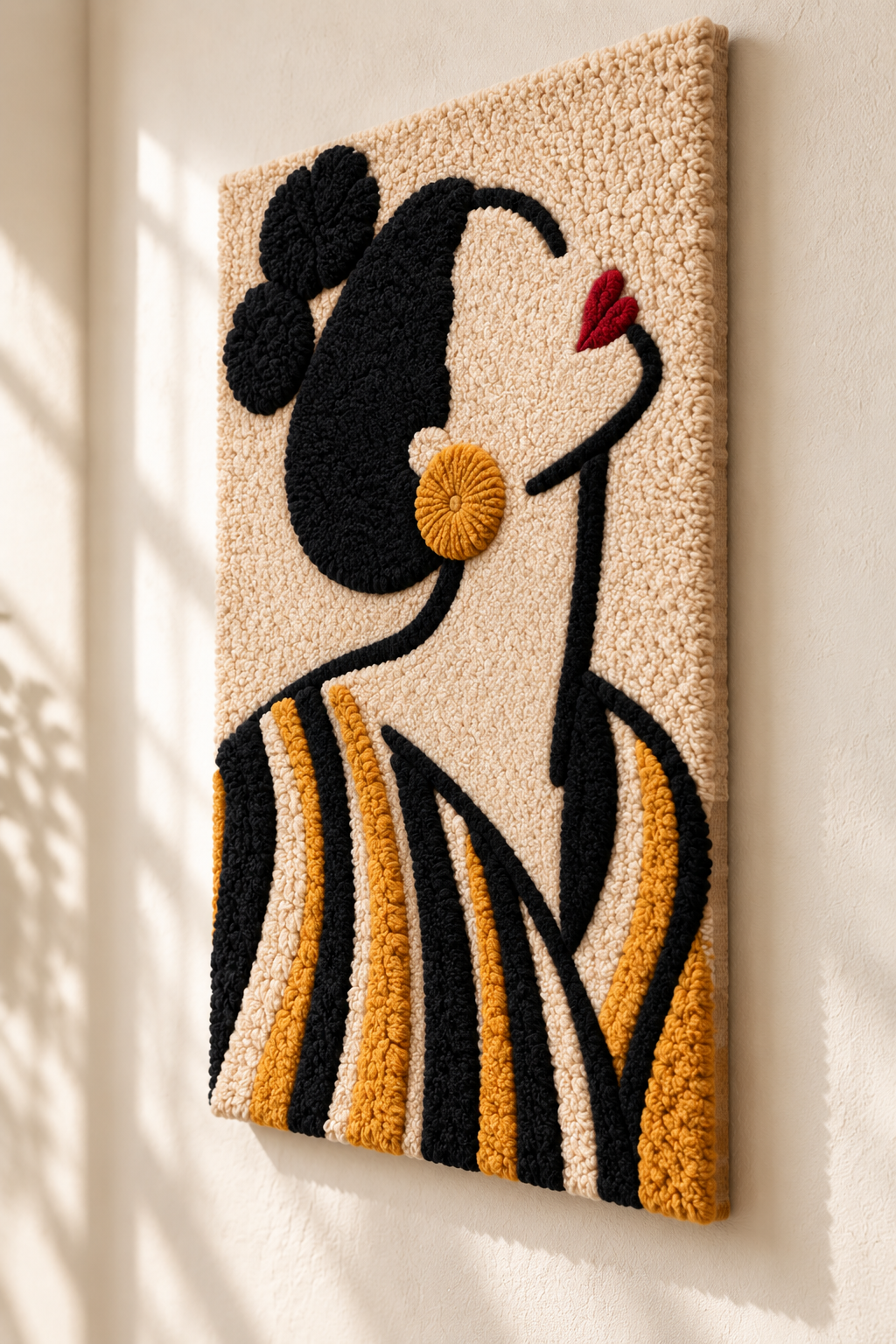 Hewn Earth Golden Stripe Profile wall art featuring a modern gold and black geometric design on a white background.