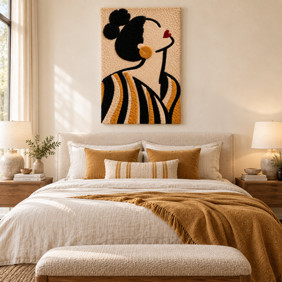 Hewn Earth Golden Stripe Profile wall art featuring a modern gold and neutral geometric design for contemporary interior decor