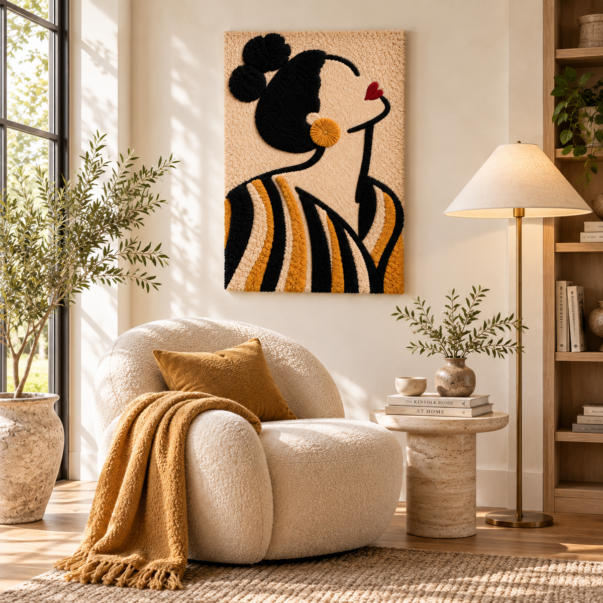 Hewn Earth Golden Stripe Profile wall art featuring a modern gold and neutral striped design for contemporary home decor.