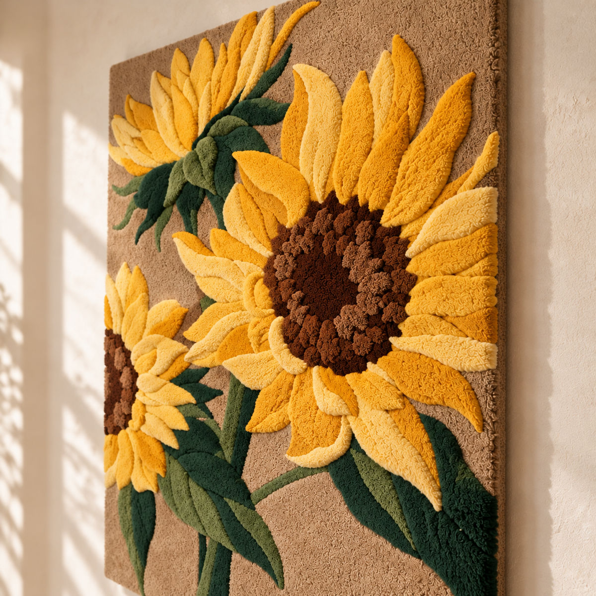 Golden Sunflower Garden by Hewn Earth Studio — angled relief view
