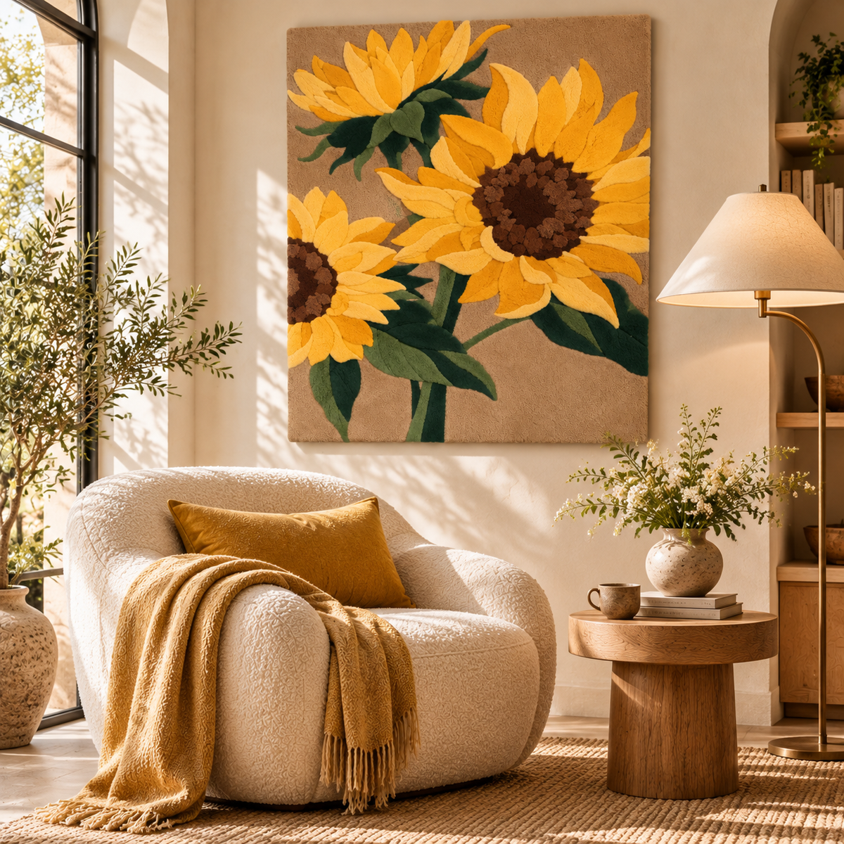 Golden Sunflower Garden by Hewn Earth Studio — room setting