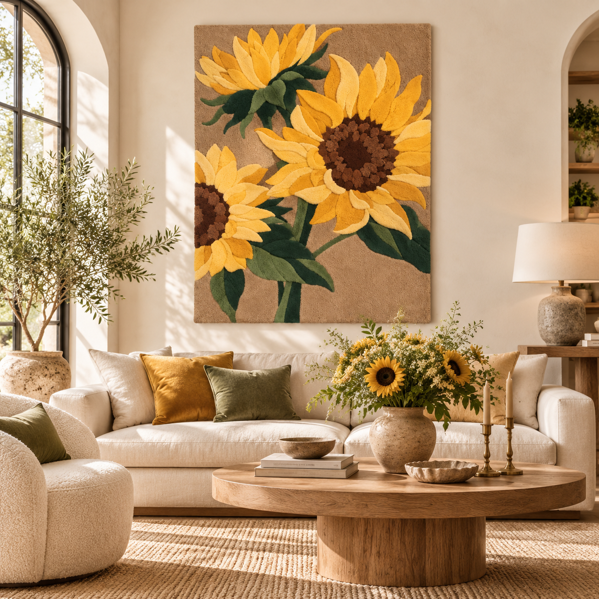 Golden Sunflower Garden by Hewn Earth Studio — room setting
