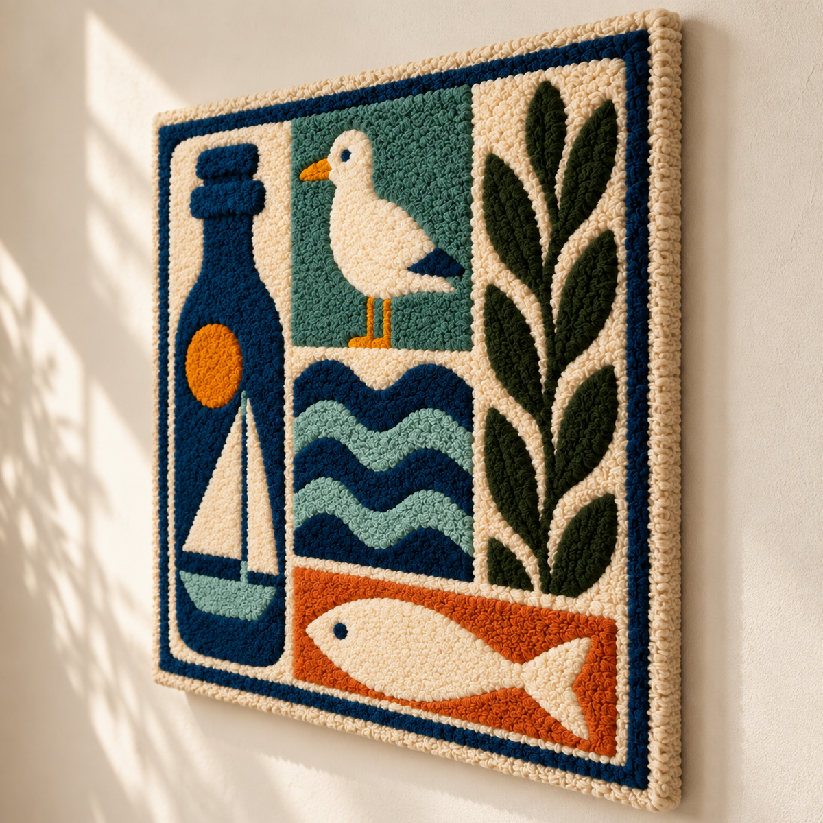 Harbor Bottle and Gull — angled relief view