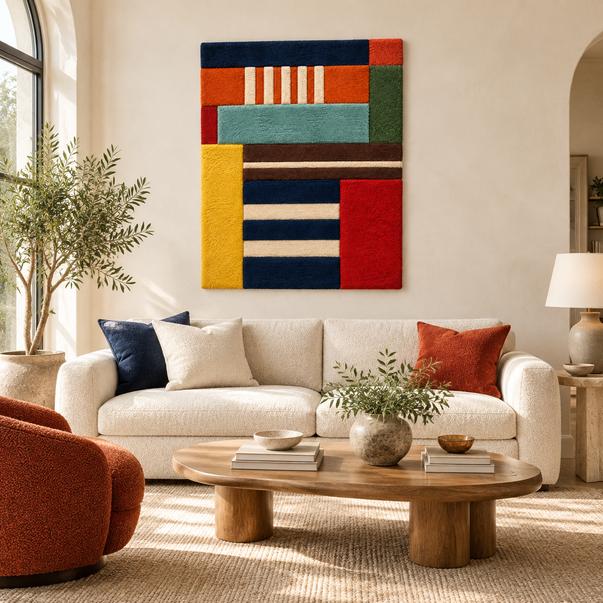 Hewn Earth Harbor Stripe Architecture wall art featuring abstract, striped design in neutral tones for modern interior decor.