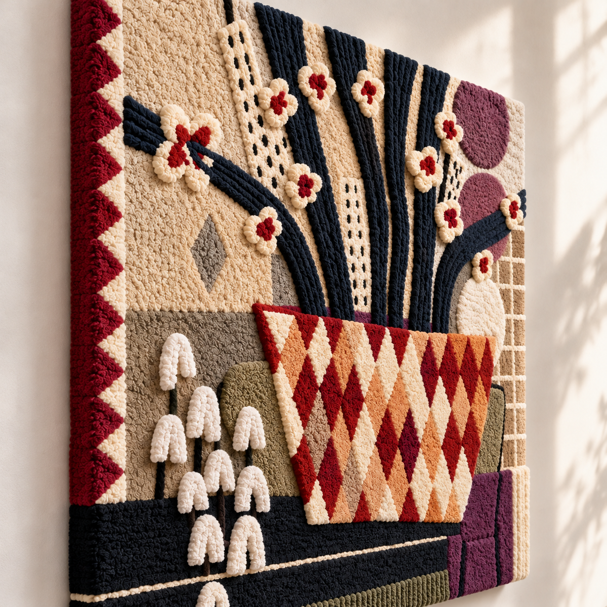 Harlequin Blossom Vase by Hewn Earth Studio — angled relief view