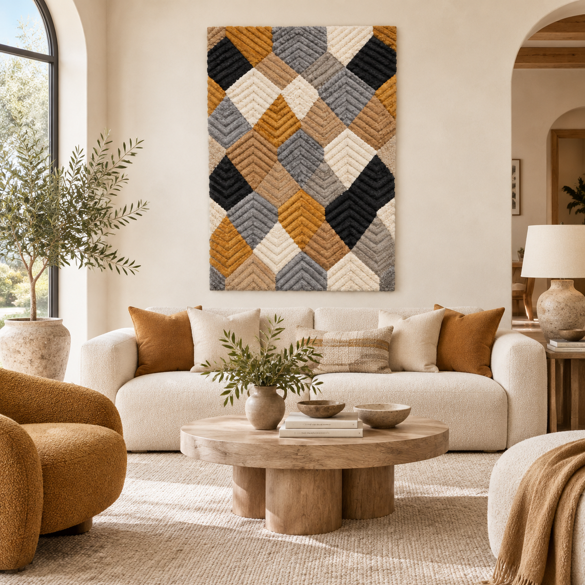 Hewn Earth Harvest Chevron Mosaic wall art featuring a colorful geometric pattern for home decor.