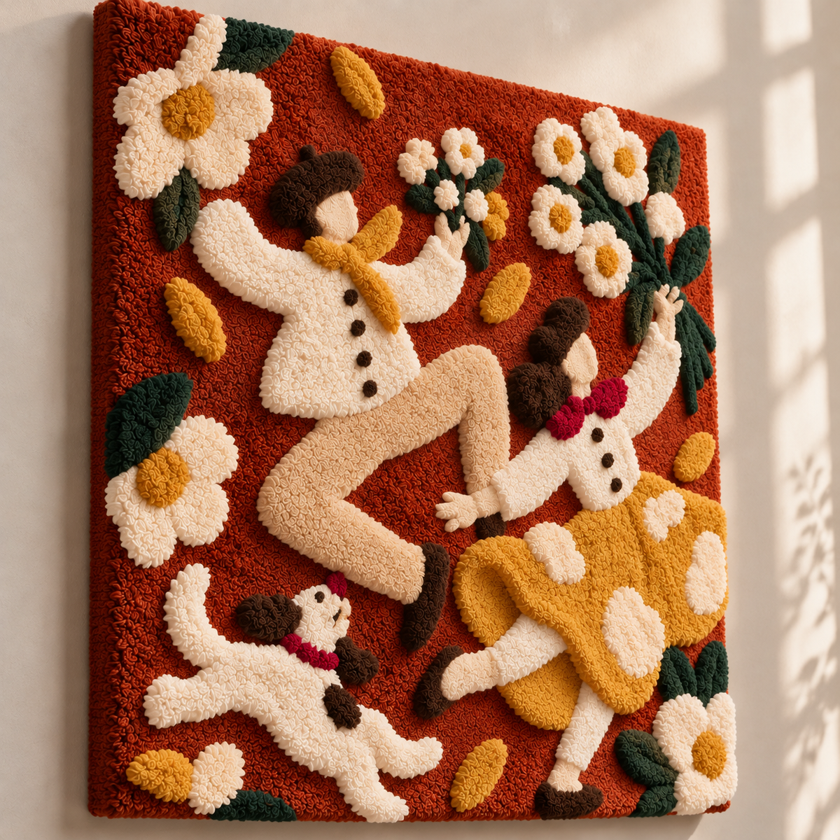 Harvest Dance with Daisies by Hewn Earth Studio — angled relief view