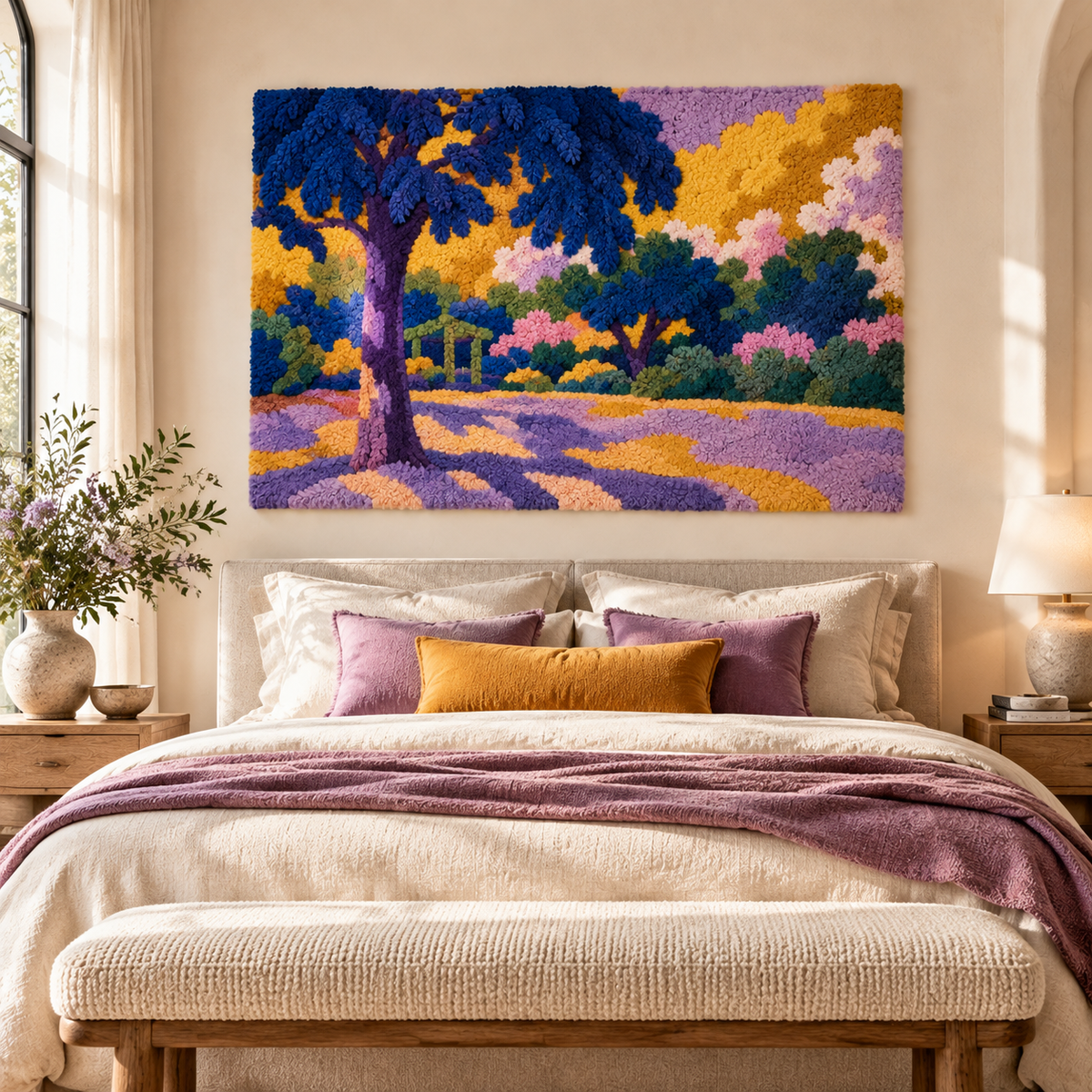 Landscape with Eucalyptus after Henri-Edmond Cross — room setting
