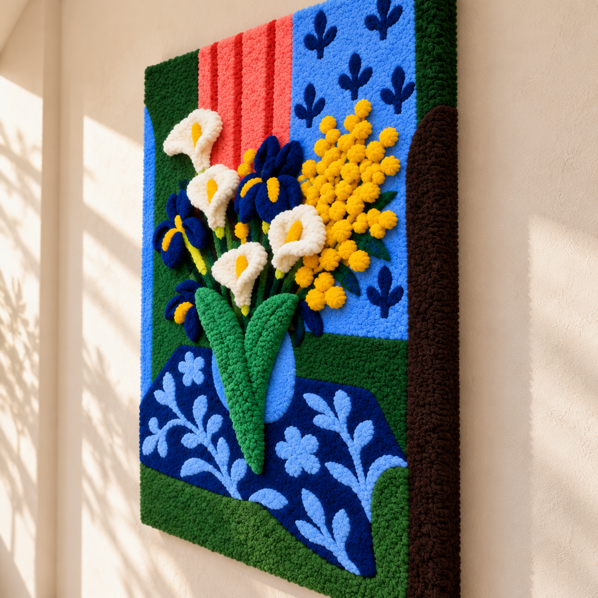 Calla Lilies, Irises and Mimosas after Henri Matisse — angled relief view