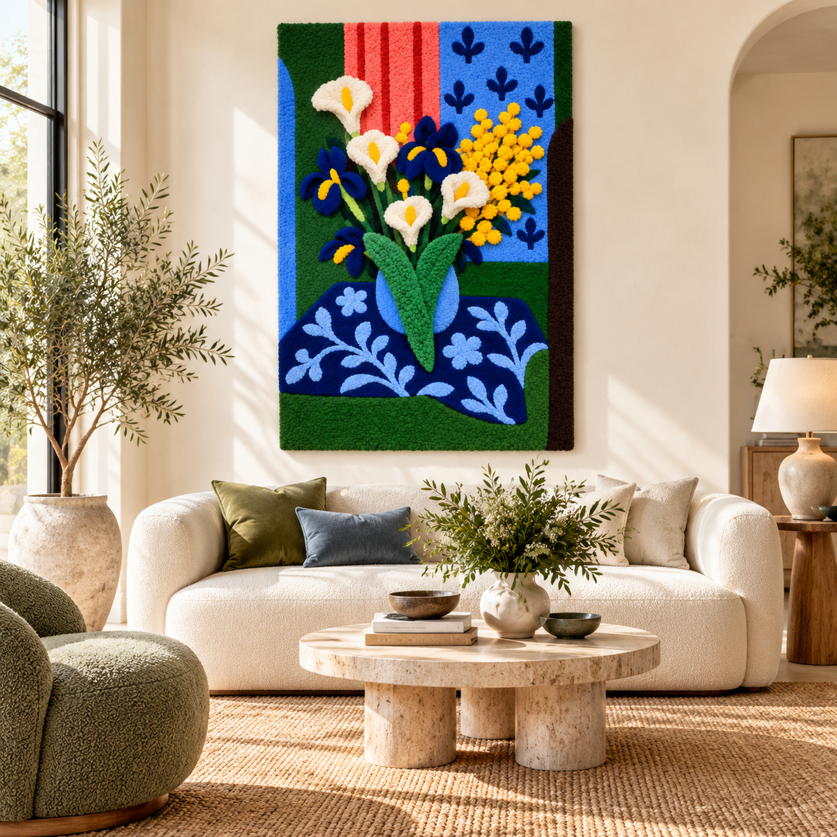 Calla Lilies, Irises and Mimosas after Henri Matisse — front-facing room scene [room-front]