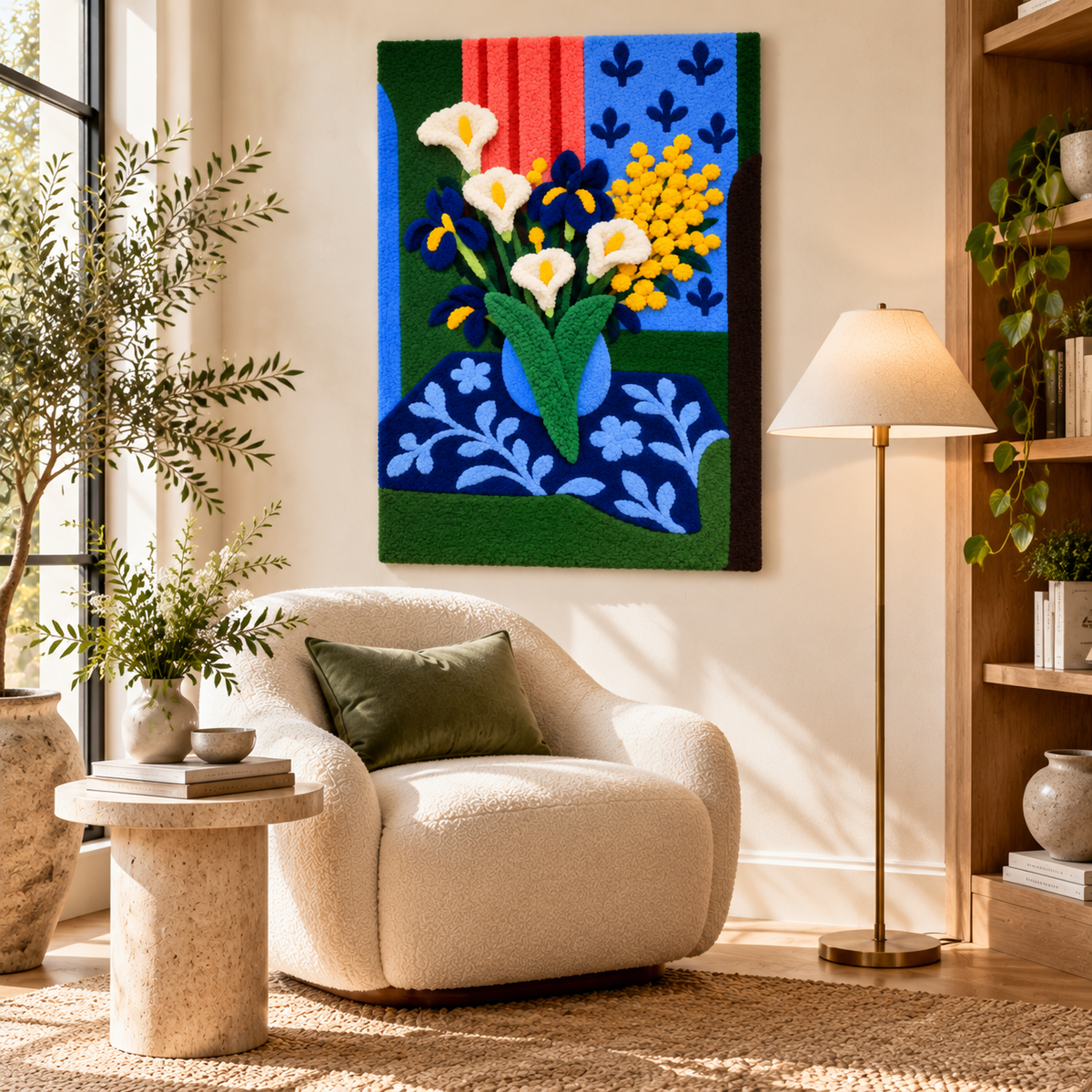 Calla Lilies, Irises and Mimosas after Henri Matisse — room setting