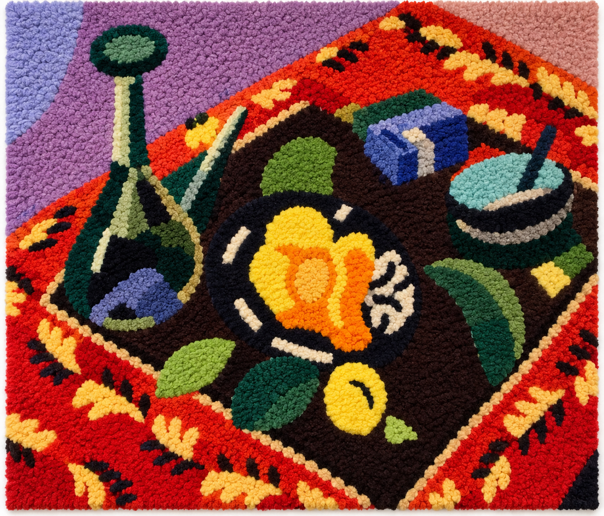Dishes and Fruit on a Red and Black Carpet after Henri Matisse — additional product view