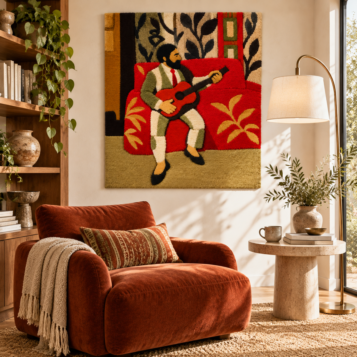 Guitarist after a work attributed to Henri Matisse — room setting
