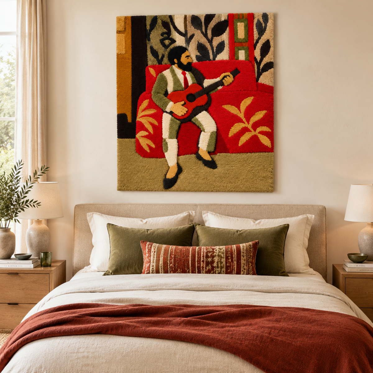 Guitarist after a work attributed to Henri Matisse — room setting