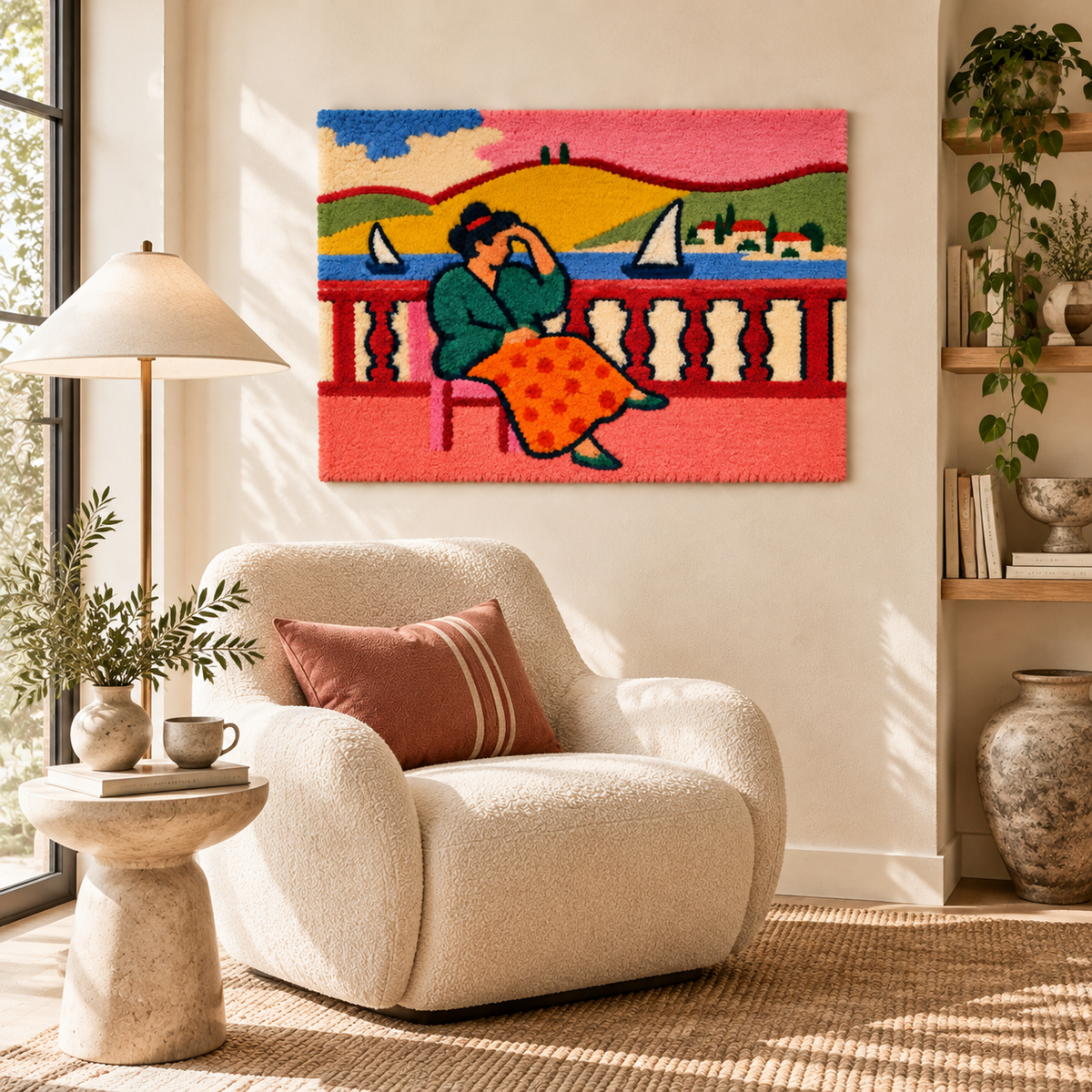 Lady on a Terrace after Henri Matisse — room setting