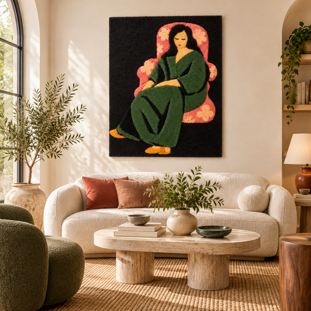 Laurette in a Green Robe, Black Background after Henri Matisse — front-facing room scene [room-front]