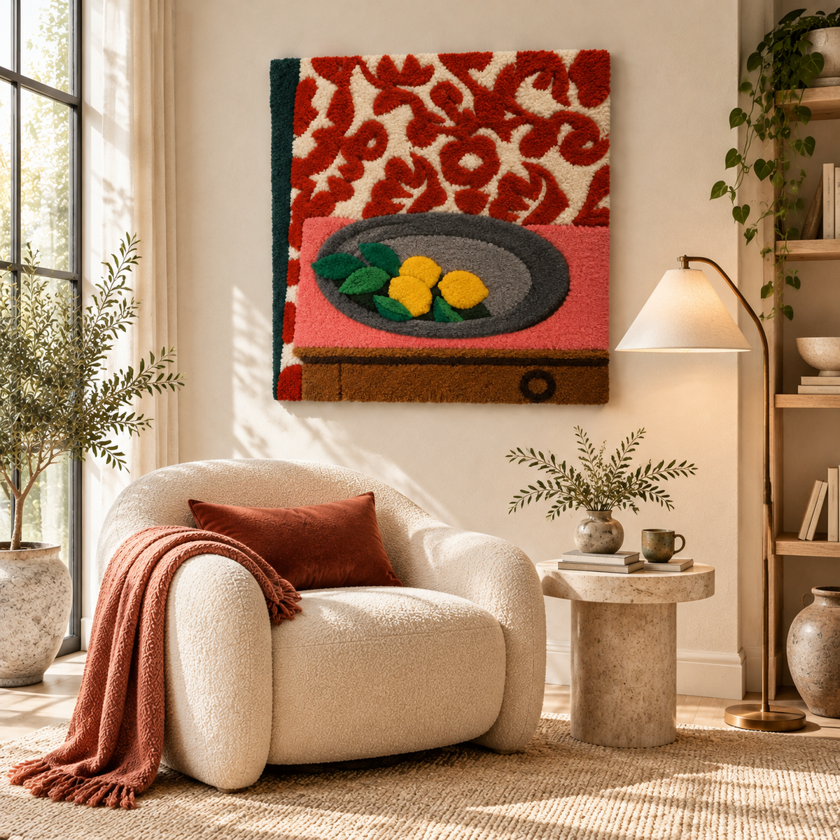 Lemons on a Pewter Plate after Henri Matisse — room setting