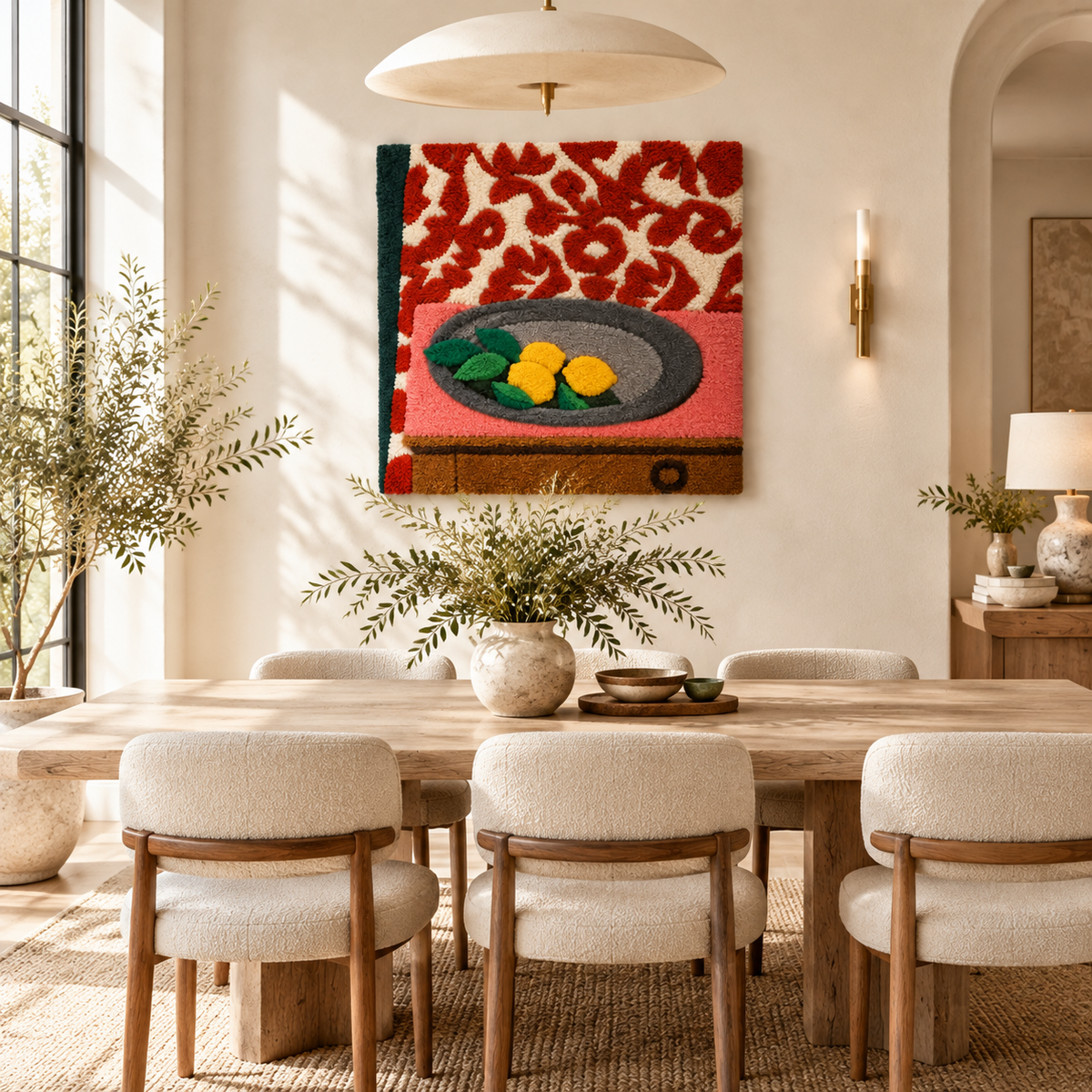 Lemons on a Pewter Plate after Henri Matisse — room setting
