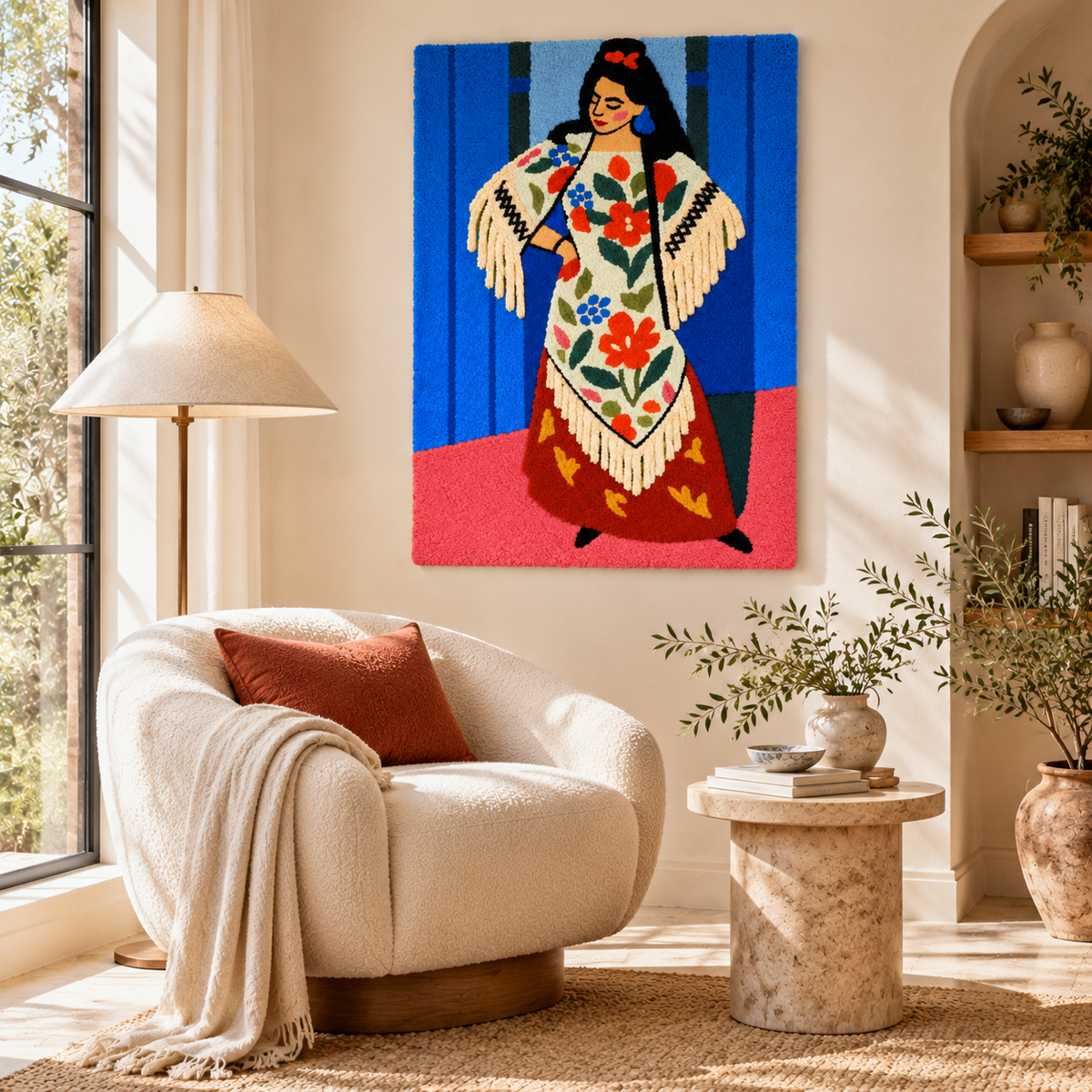 Madame Matisse with a Manila Shawl after Henri Matisse — room setting