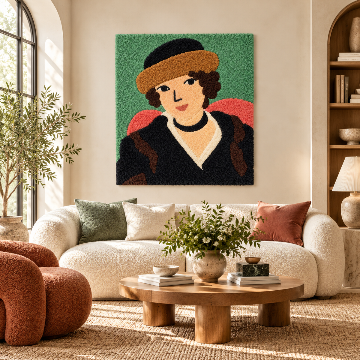 Marguerite in a Fur Hat after Henri Matisse — front-facing room scene [room-front]