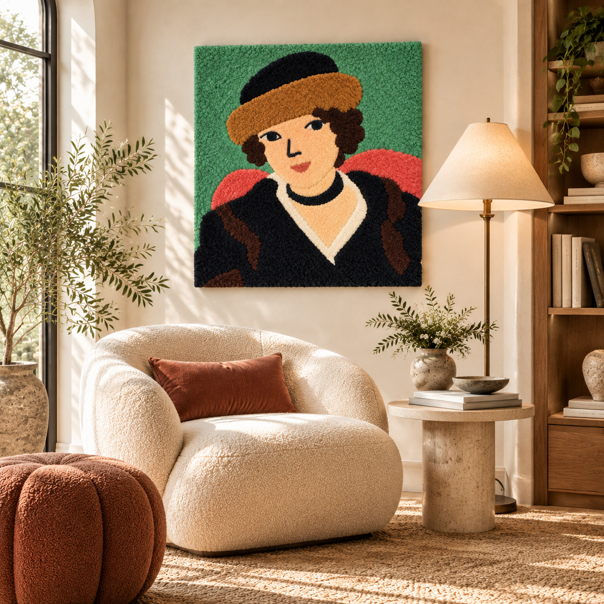 Marguerite in a Fur Hat after Henri Matisse — room setting
