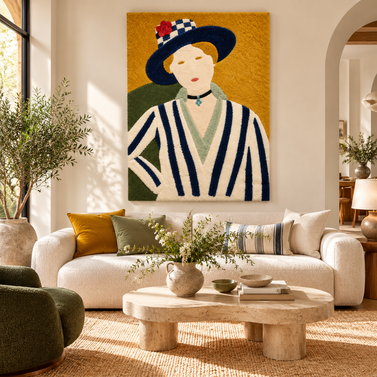 Marguerite in a Striped Jacket (Marguerite à la veste rayée) after Henri Matisse — front-facing room scene [room-front]