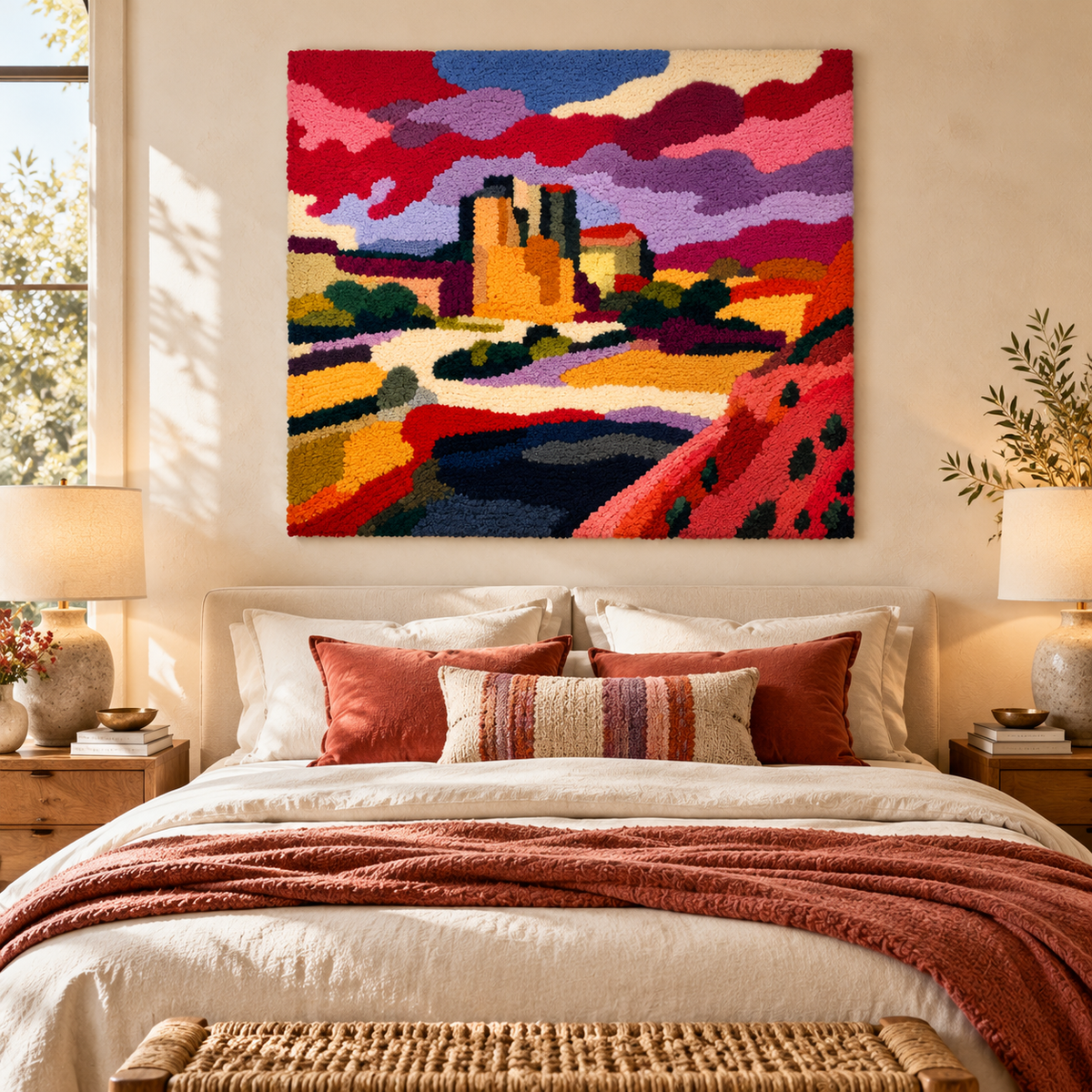 Notre Dame (Red-Purple Sky) after a work attributed to Henri Matisse — room setting