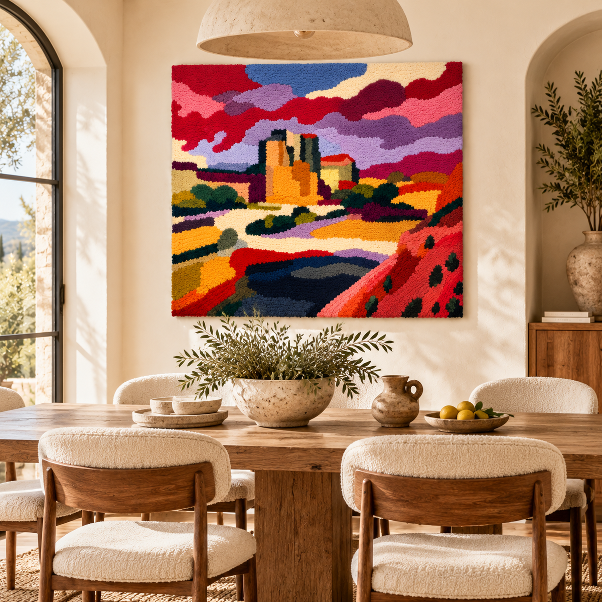 Notre Dame (Red-Purple Sky) after a work attributed to Henri Matisse — room setting