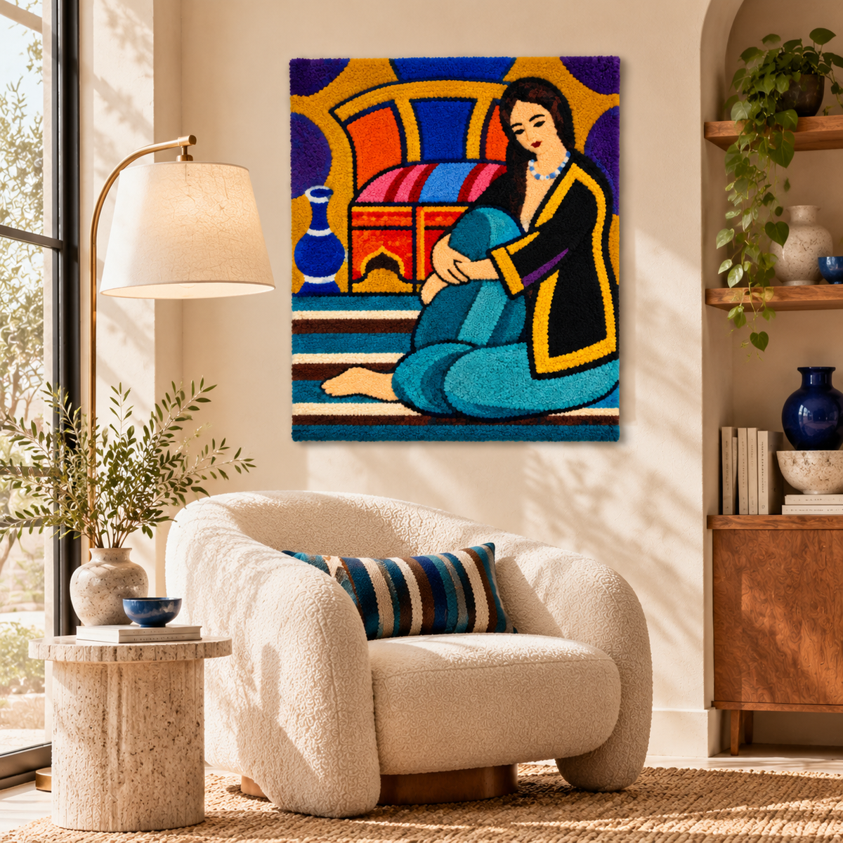 Oriental Woman Seated on Floor after Henri Matisse — room setting