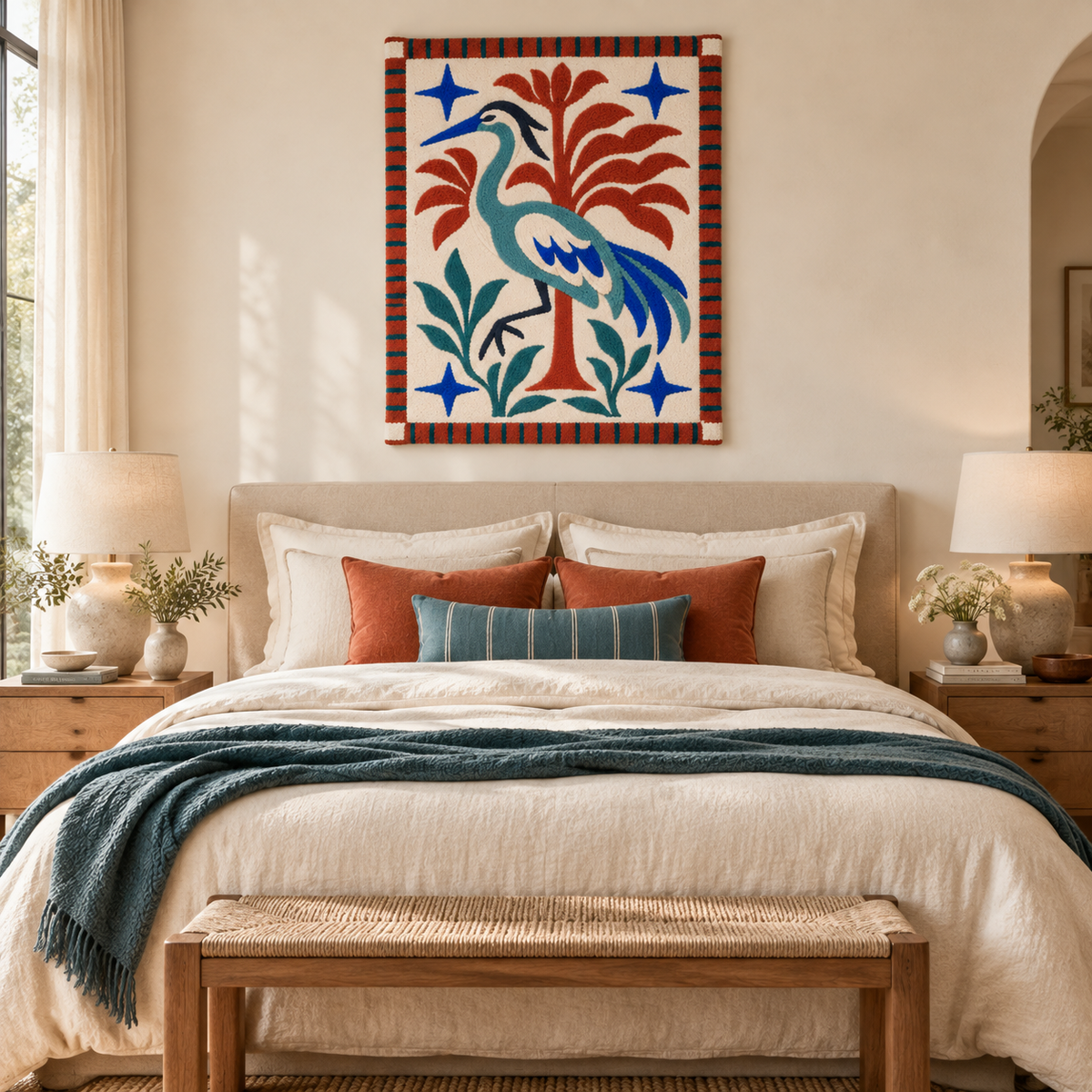 Heron and Rust Fronds — room setting 1