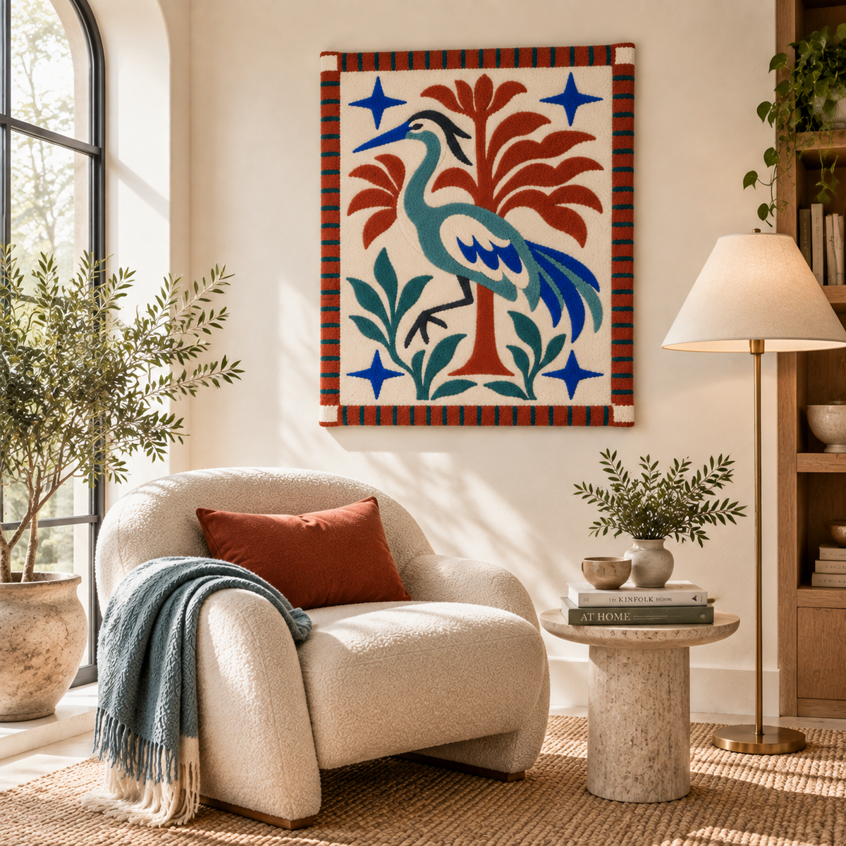 Heron and Rust Fronds — room setting 2