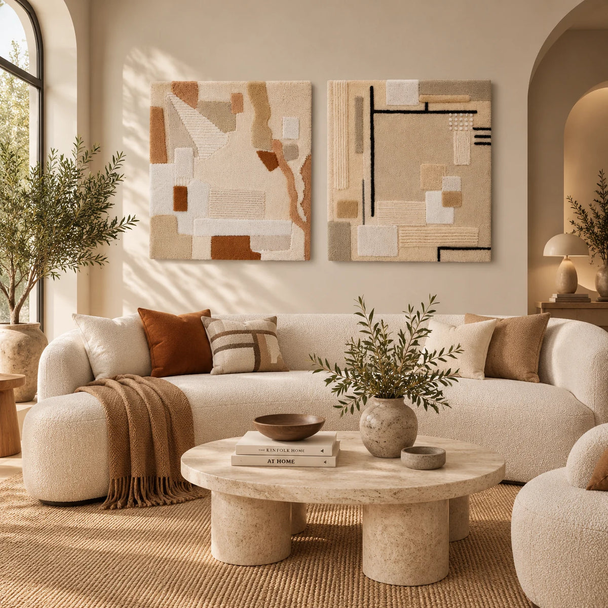 Ivory Architectural Fragments × Sand and Ink Composition paired wool wall art in a styled room — Sand and Ivory Fragments